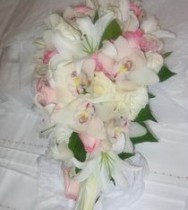 Bridal bouquet of roses and orchids